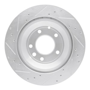 Audi Q7 Brake Rotor (1) - Rear Right - R1 Concepts - Drilled & Slotted - Silver - `03-`18